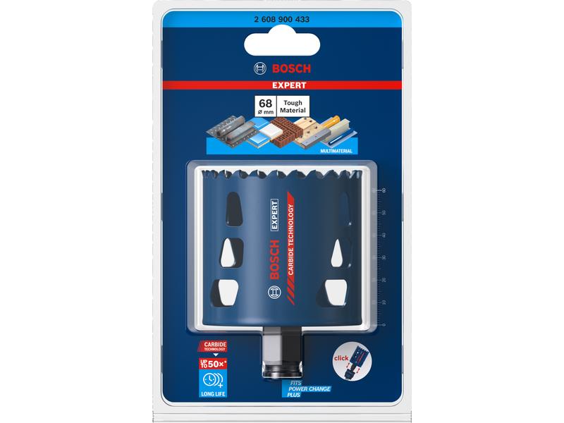 Bosch Professional Lochsäge EXPERT Tough Material, 68 x 60 Lange Lebensdauer beim Schneiden von Löchern in verschiedenen Materialien