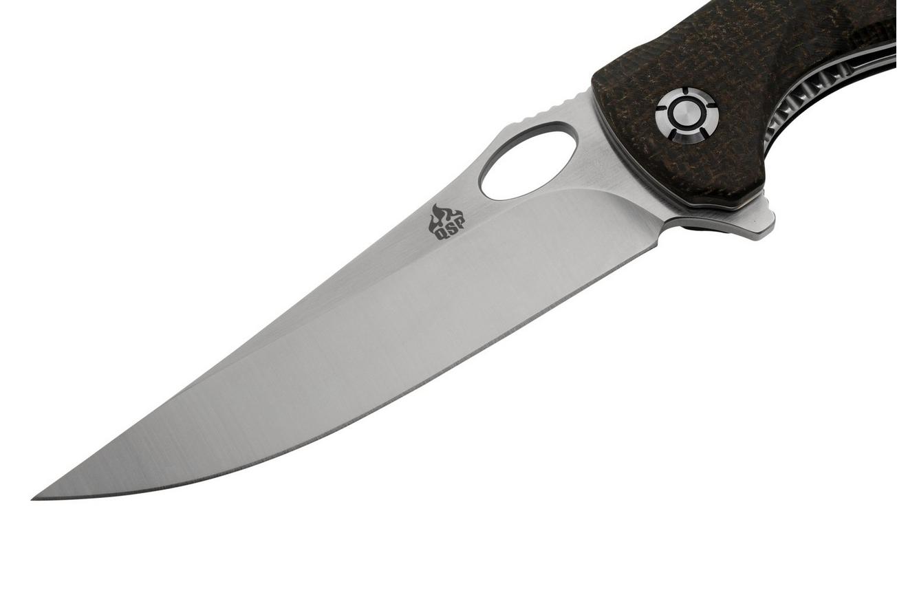 QSP Knife Gavial, QS126-D1 Satin D2, Dark Brown Micarta zakmes