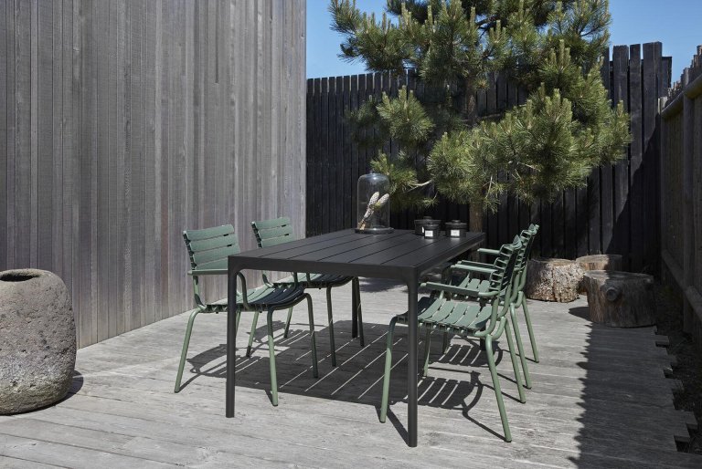 Houe Four tuintafel 210x90 zwart, zwart onderstel