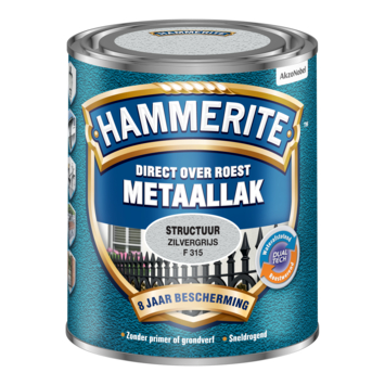Hammerite Direct over Roest metaallak structuur zilvergrijs 750 ml