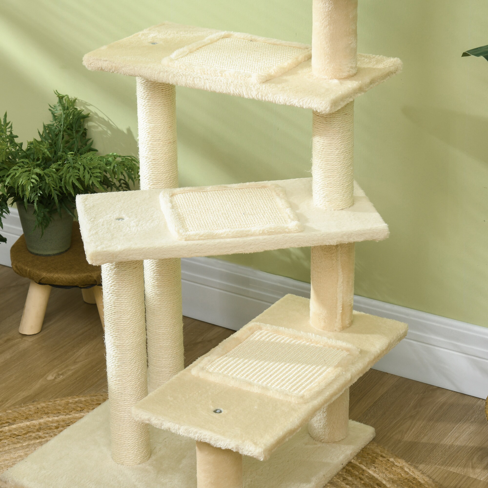 PawHut Katzenkratzbaum mit Sisalsäulen beige 50 x 50 x 100 cm (BxTxH)