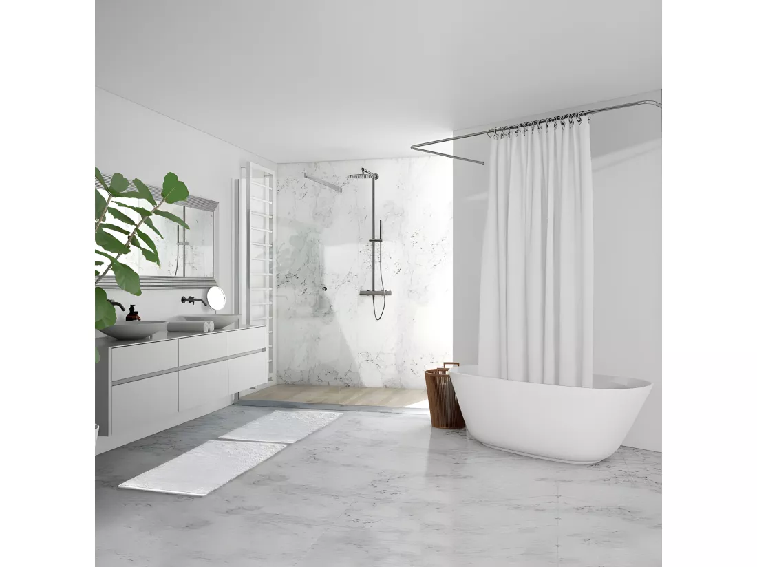 Lot de 2 tapis de salle de bain 40 x 60 cm en coton blanc - PEPPO