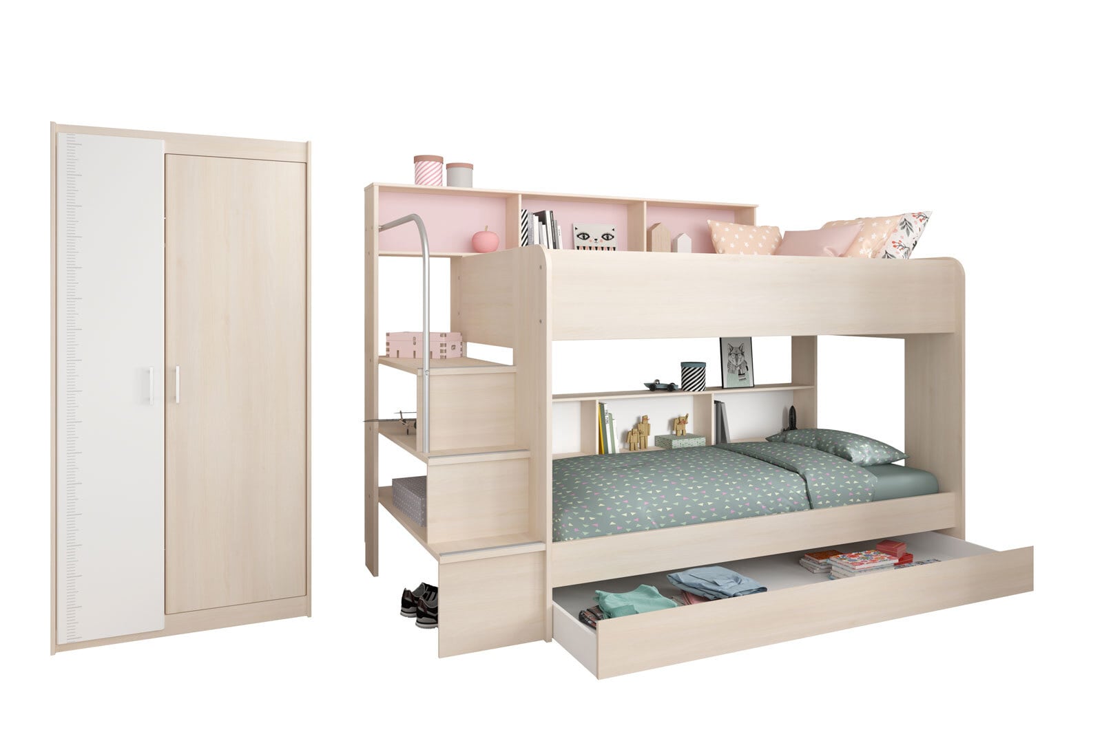 Parisot Multifunktionsbett mit Kleiderschrank Bibop 41 weiß / braun