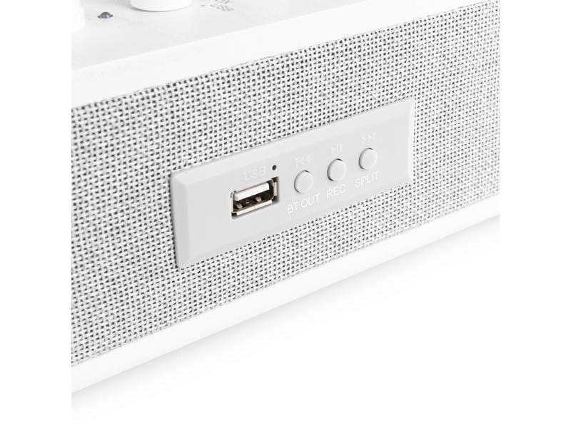 Fenton Plattenspieler mit Bluetooth RP162 Weiss Retro Plattenspieler mit Bluetooth, USB-Player und Umwandlungsmöglichkeit für Schallplatten