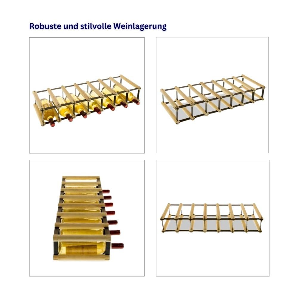 PROREGAL Modulair Wijnrek Vinotega Mod Metaal HxBxD 12,5 x 72,5 x 24,5 cm 7 x 1 Flessen Massief Dennenhout Natuurlijk