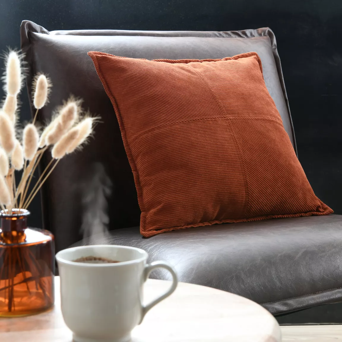 Coussin carré velours (45 x 45 cm) Dandy Terracotta