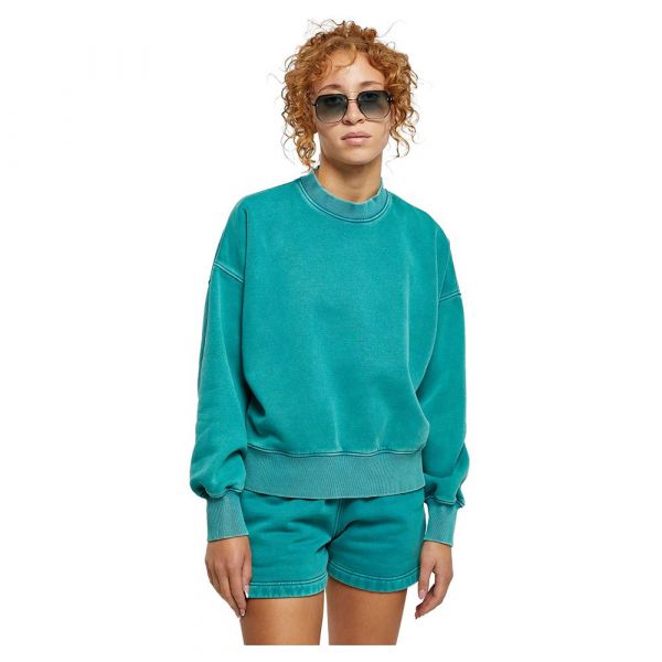 Urban Classics Oversized Stone Washed Sweater Verde L Mulher