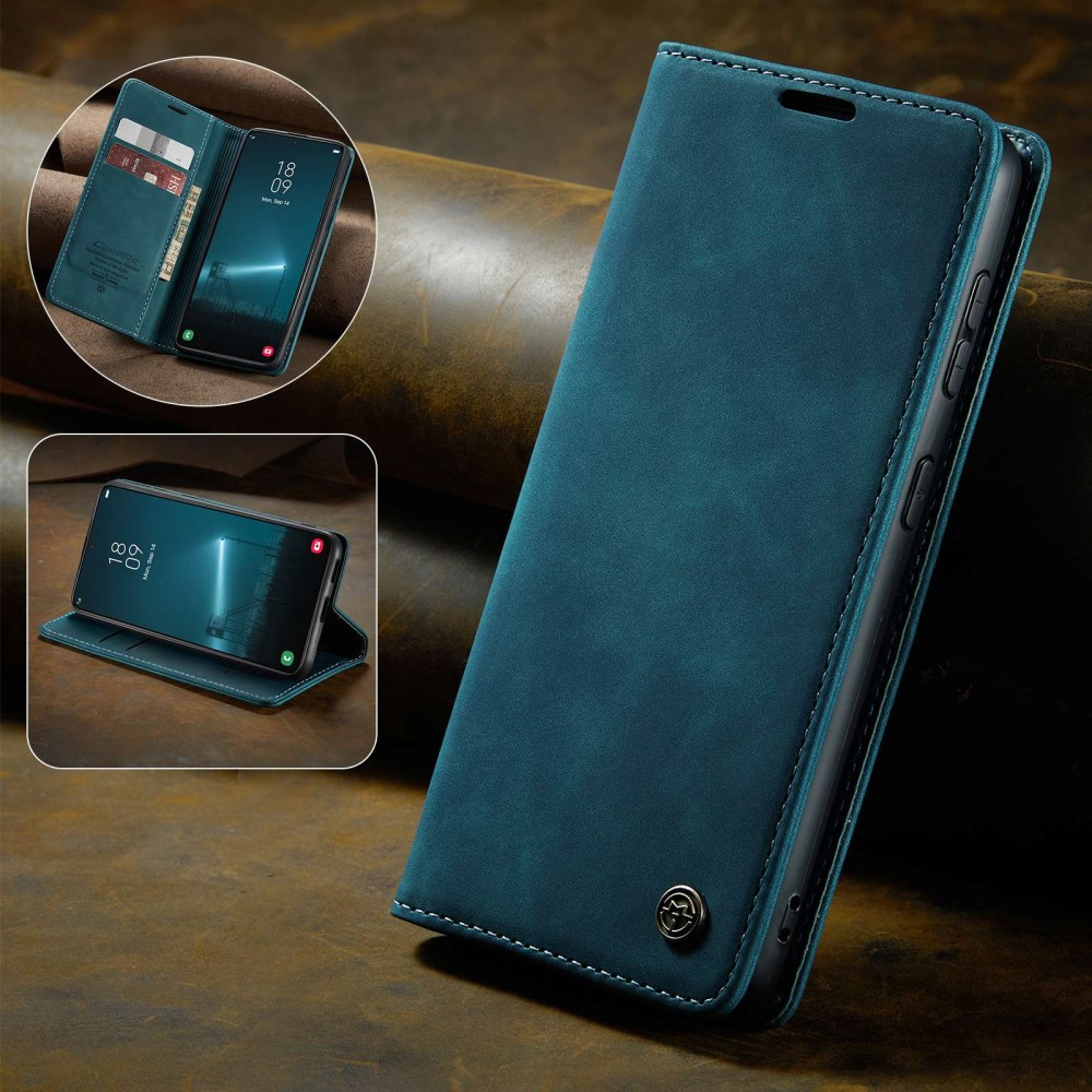 Samsung Galaxy S22 5G Leder Tasche Flip Wallet Etui mit Kartenfächern - Blaugrün