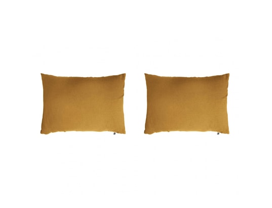 TERRE DE NUIT - Taie d'oreiller Lot de 2 taies d'oreillers double gaze de coton jaune safran...