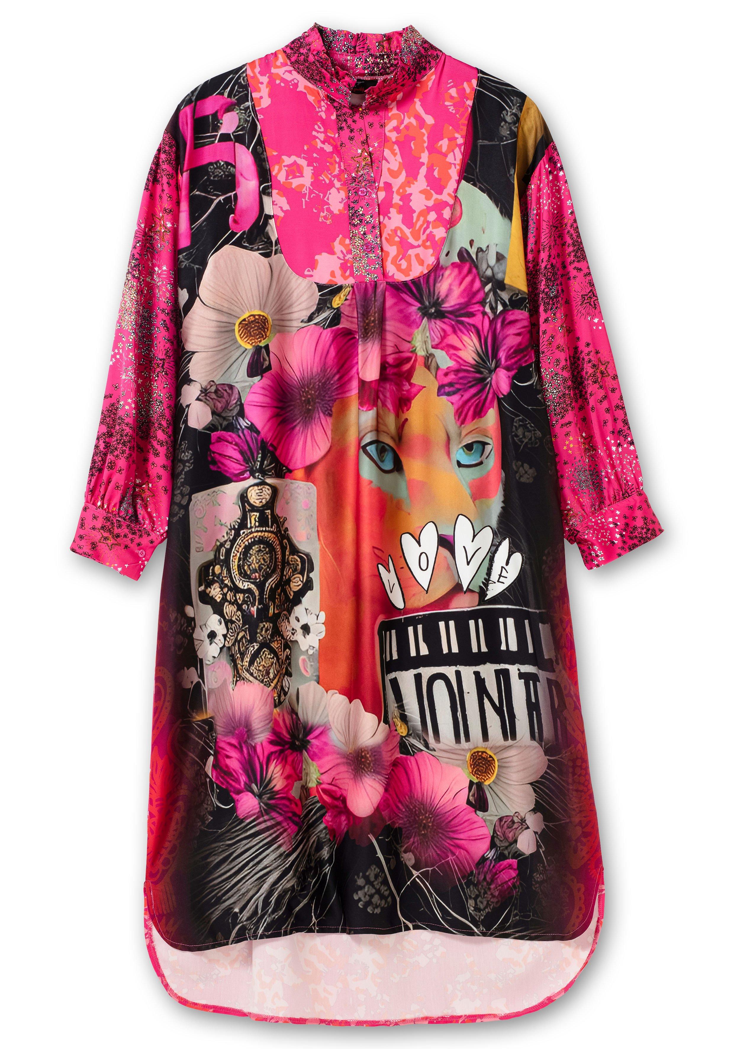 Maxikleid im Mustermix, aus Viskose-Satin