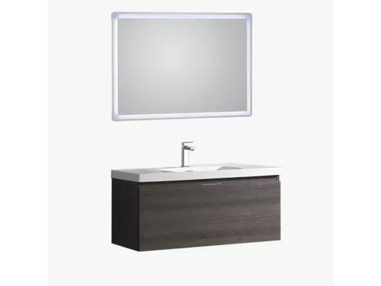 Ensemble de salle bain 100 cm pierre anthracite Aquaterra