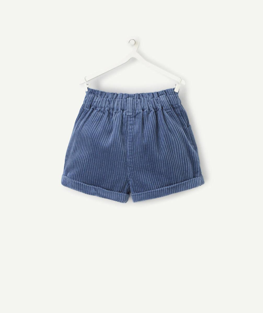 SHORT VELOURS BÉBÉ FILLE EN COTON BIOLOGIQUE BLEU MARINE