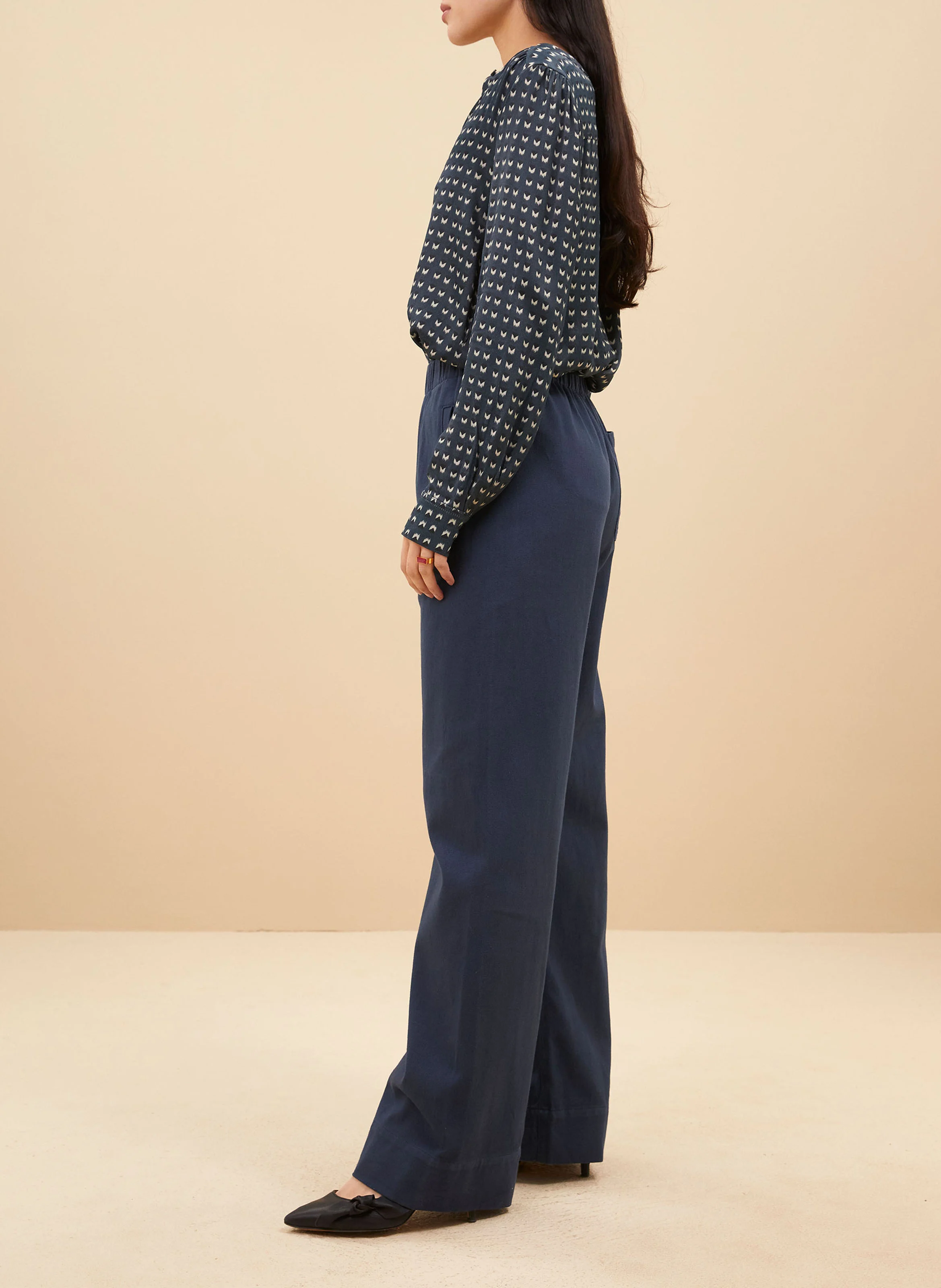 MEES - Pantalon droit velours côtelé en coton | Bleu