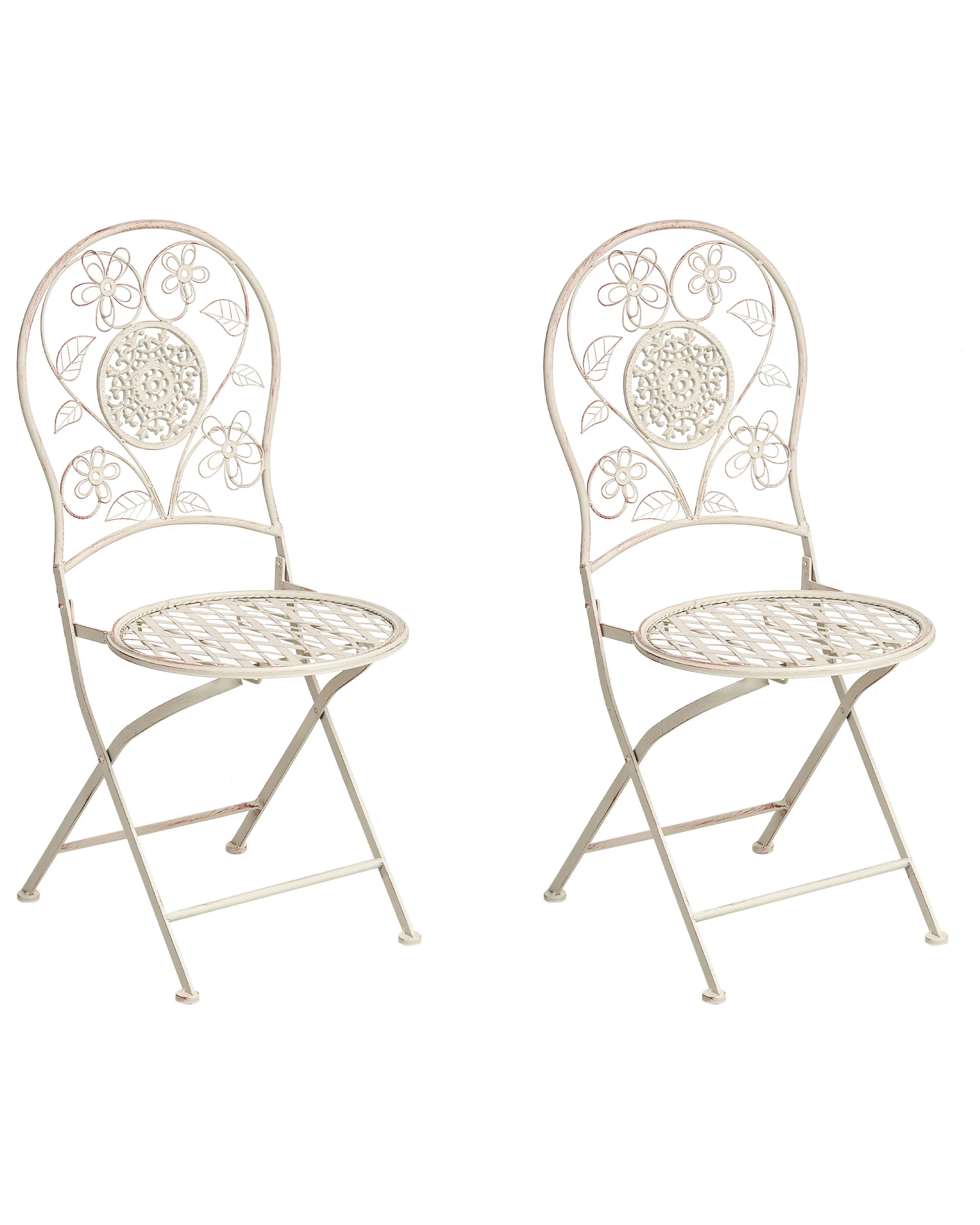 Set van 2 tuinstoelen YAVIZA inklapbaar Metaal Lichtbeige