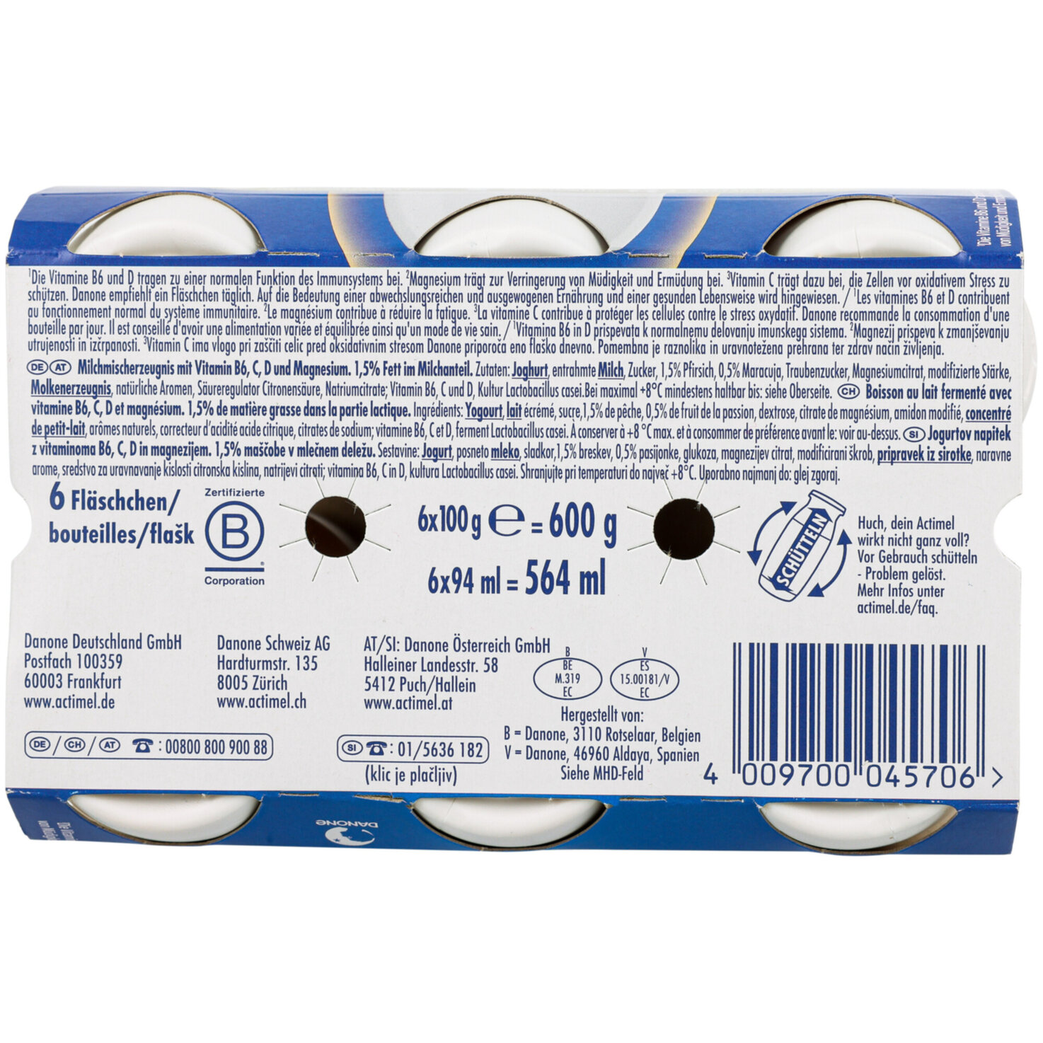 Danone Actimel Pfirsich & Maracuja 6x100g