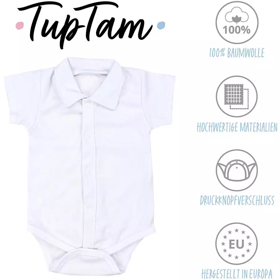 TupTam Baby Jungen Langarm Kurzarm Body mit Kragen weiß Modell 1