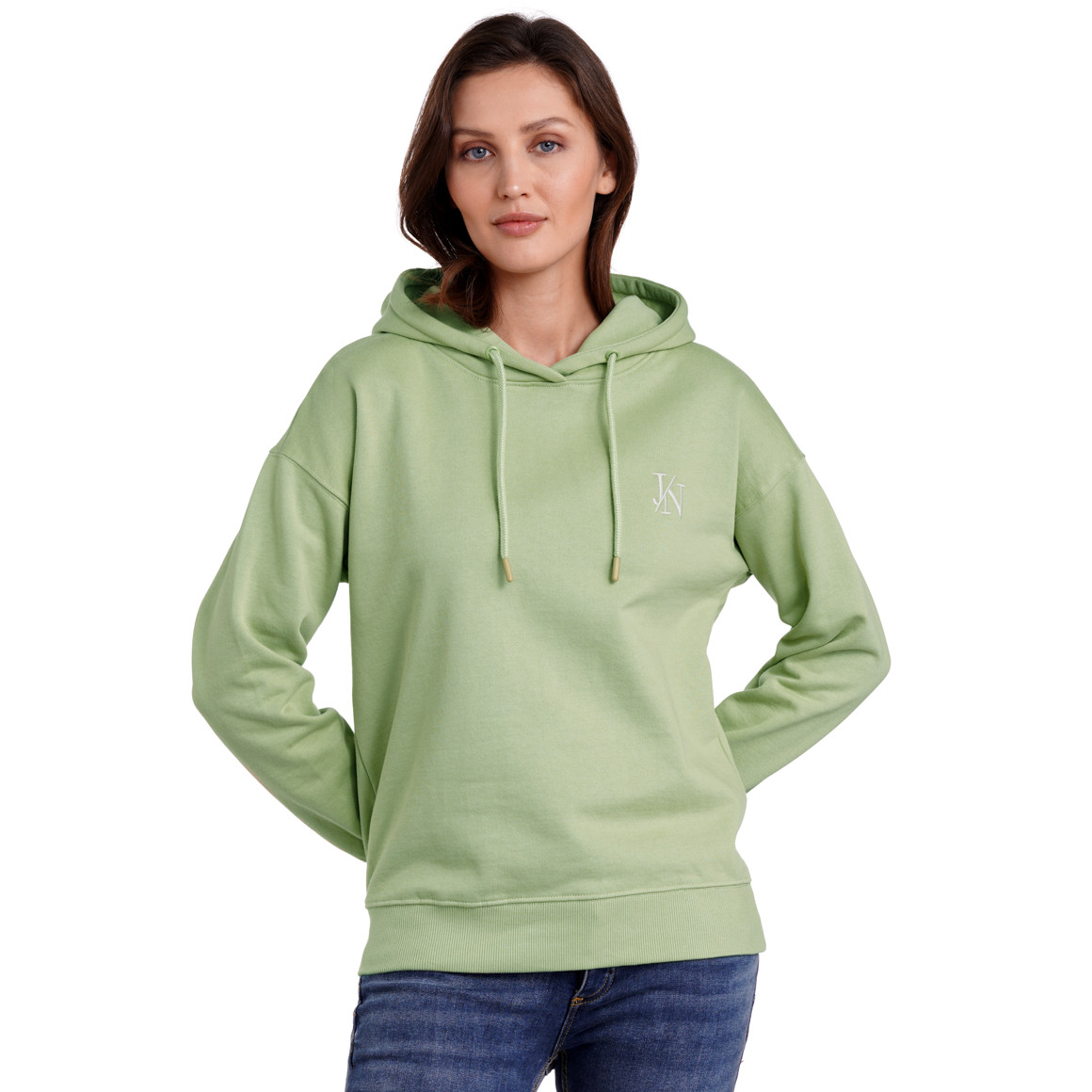 Jonas Nielsen Damen Hoodie mit Logo-Stickerei hellgrün