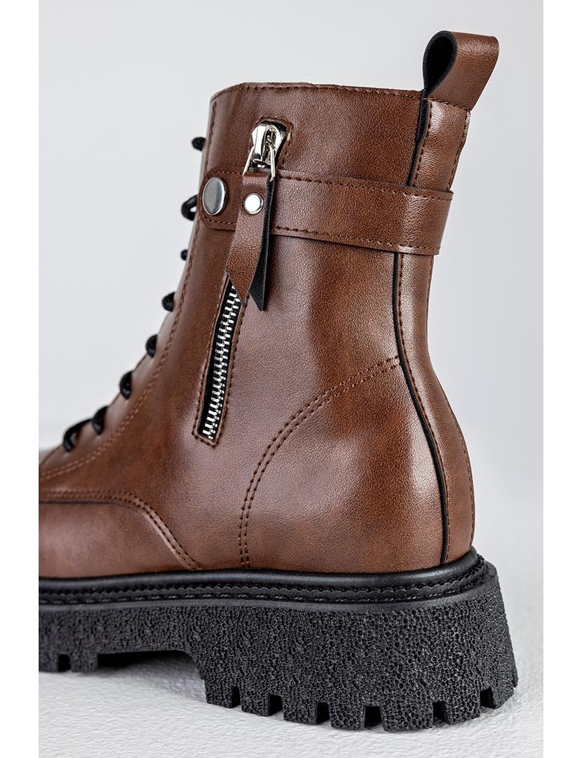 Brown Boots with Laces and Buckle