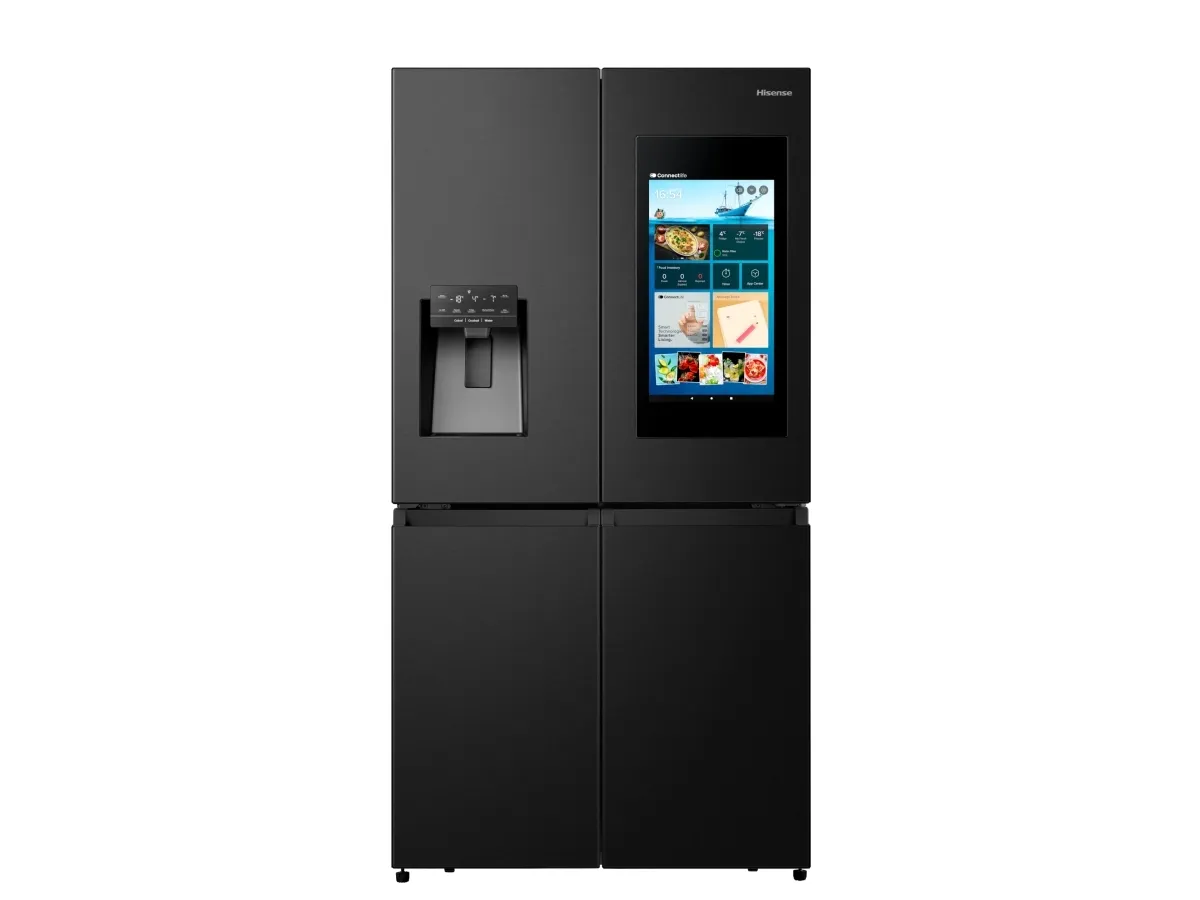 Hisense RQ760N4IFE - Køleskab/fryser - frans dør-bundfryser med vanddispenser, isdispenser - Wi-Fi - bredde: 91.4 cm - dybde: 72.5 cm - højde: 178.5 cm - 577 liter - Klasse E - sort