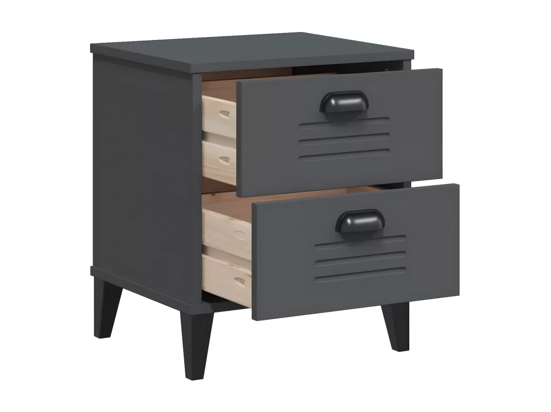 Table de chevet VIKEN gris anthracite bois de pin solide
