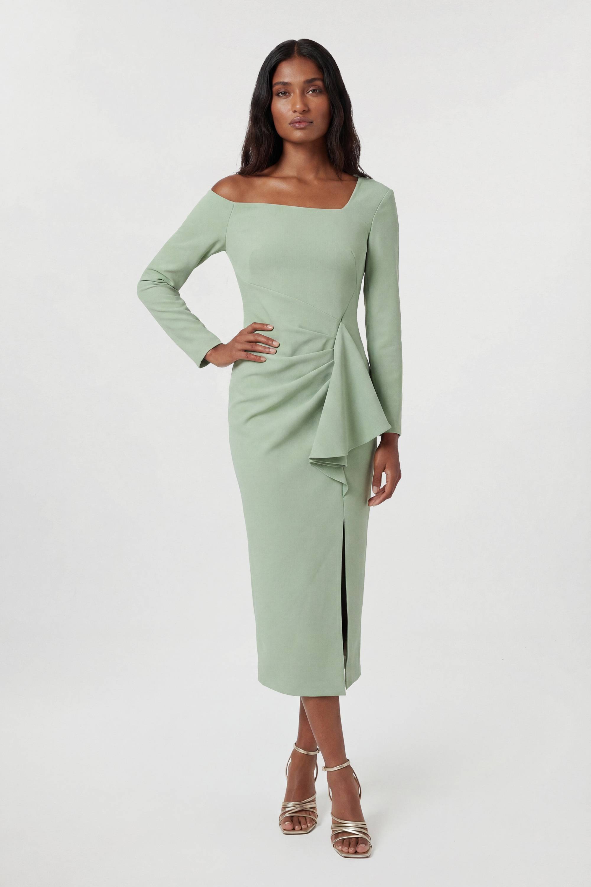 KarenMillen Robe Midi Drapée À Encolure Asymétrique En Tissu Stretch Compact Petite