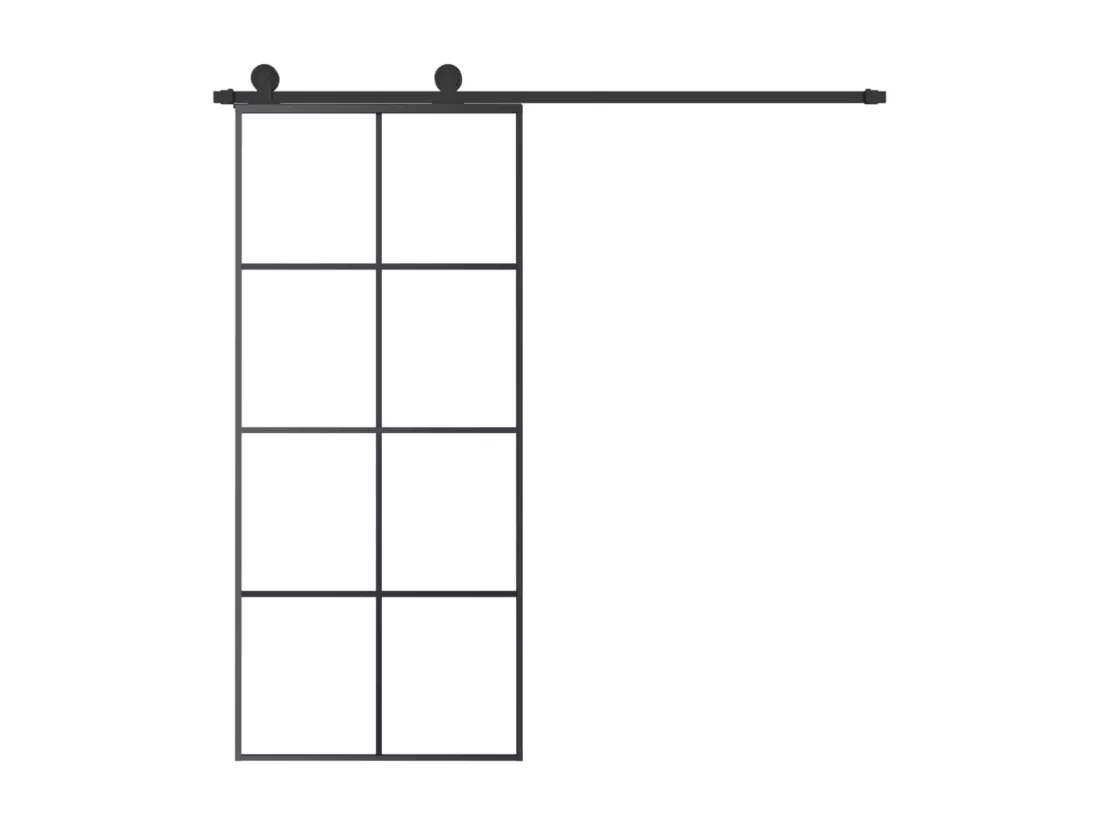 Porte coulissante avec kit de quincaillerie 90x205 cm Verre ESG