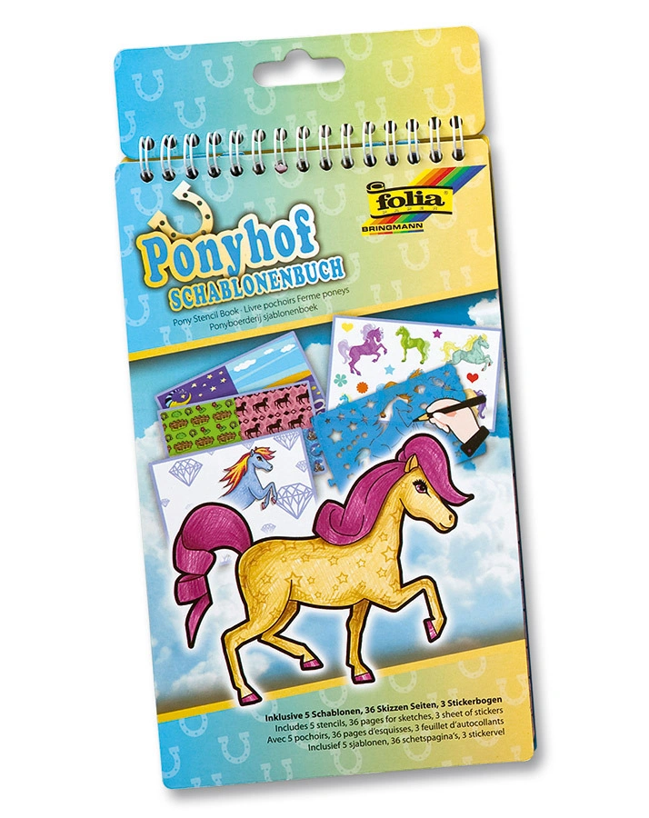 Schablonen-Buch PONYHOF 9-teilig in bunt