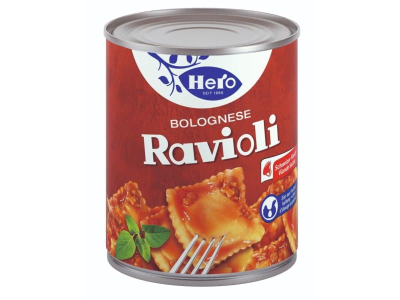 Hero Dose Ravioli Bolognese 870 g Aromatisches Teigwaren Fertiggericht mit Fleischfüllung und Sauce