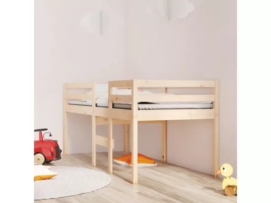 Lit haut sans matelas 90x190 cm bois de pin massif