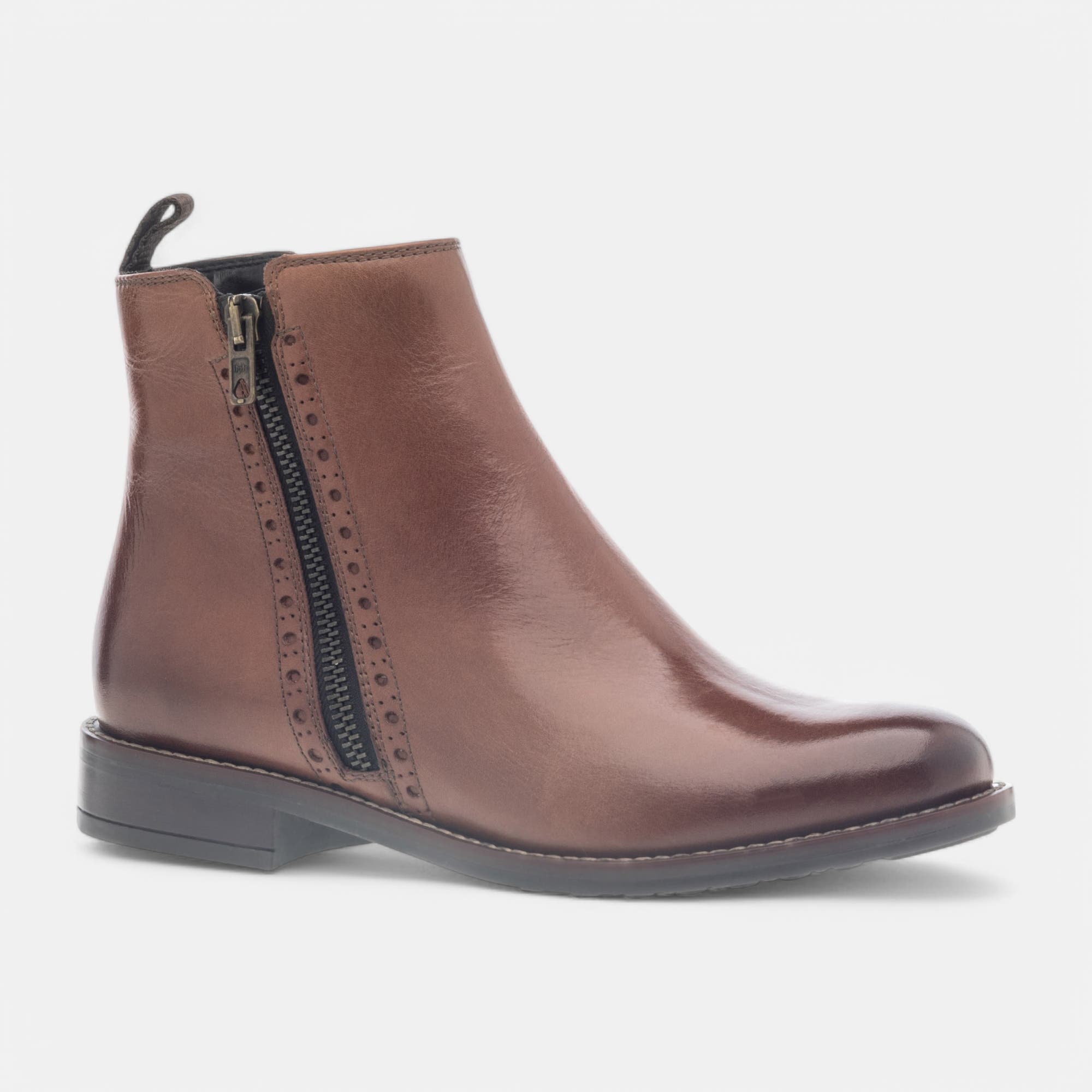 Bottines Femme en cuir cognac