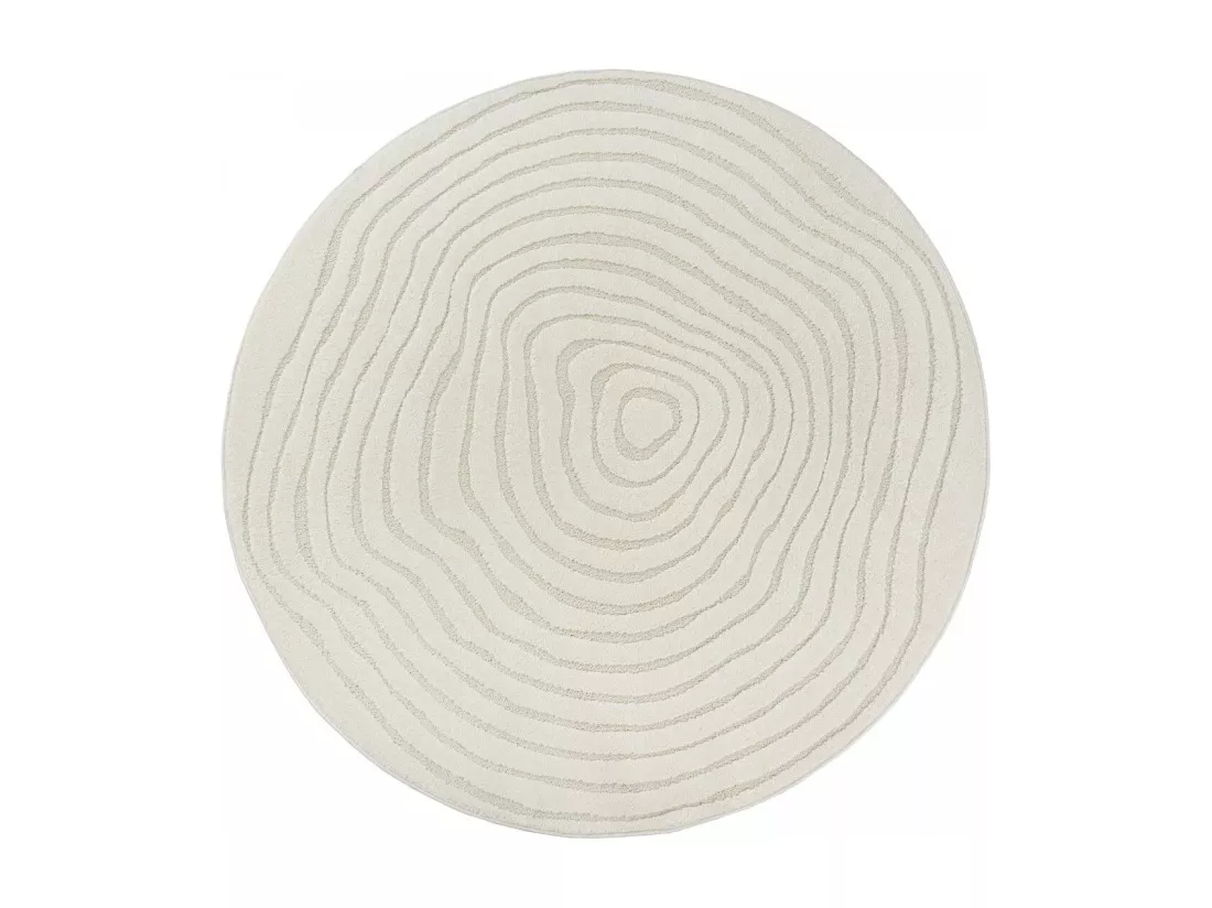 Tapis rond SPIRATRI ∅ 160 cm Crème Tapis facile d'entretien idéal pour la chambre