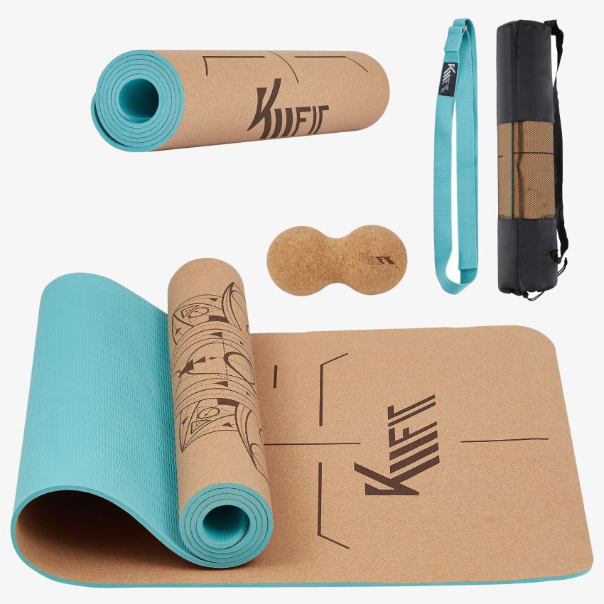 KM-Fit Tpe Yogamatte 183 x 61 cm Minz Grün