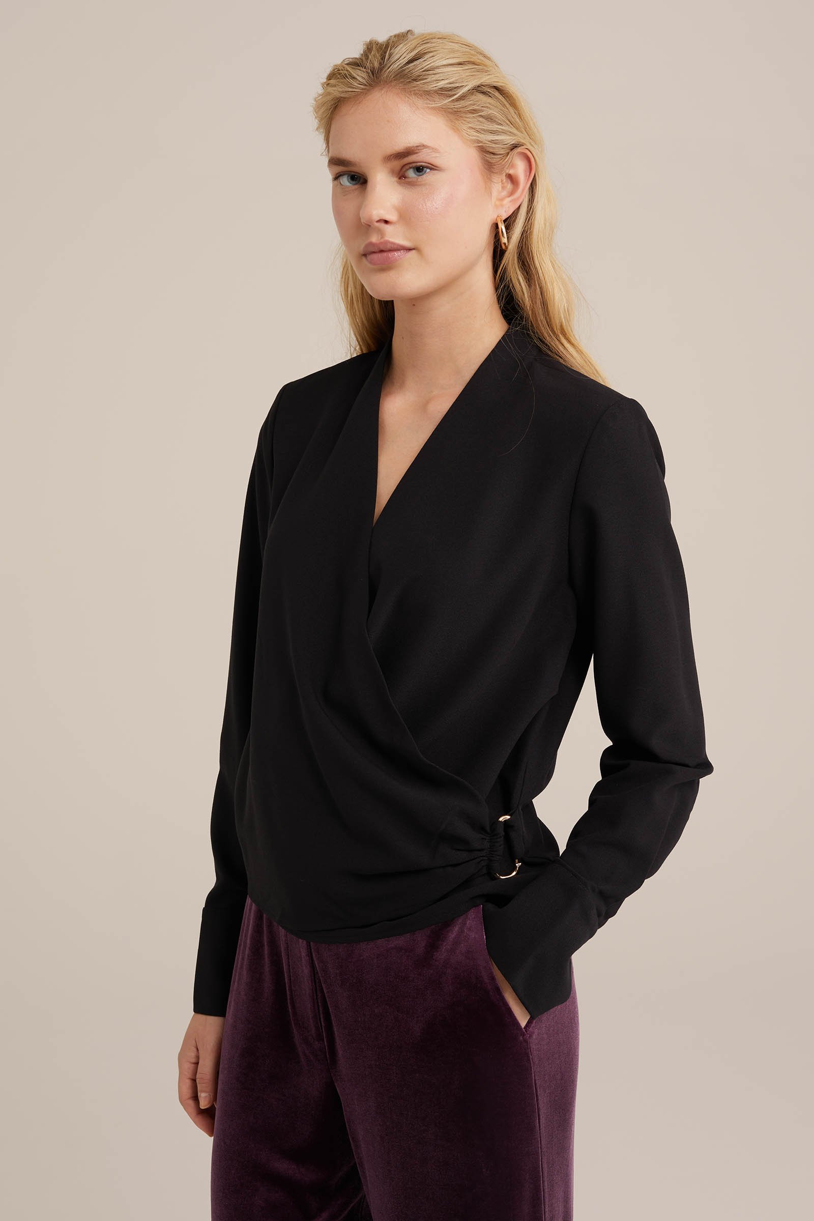blouse met sluitdetail WE Fashion Zwart