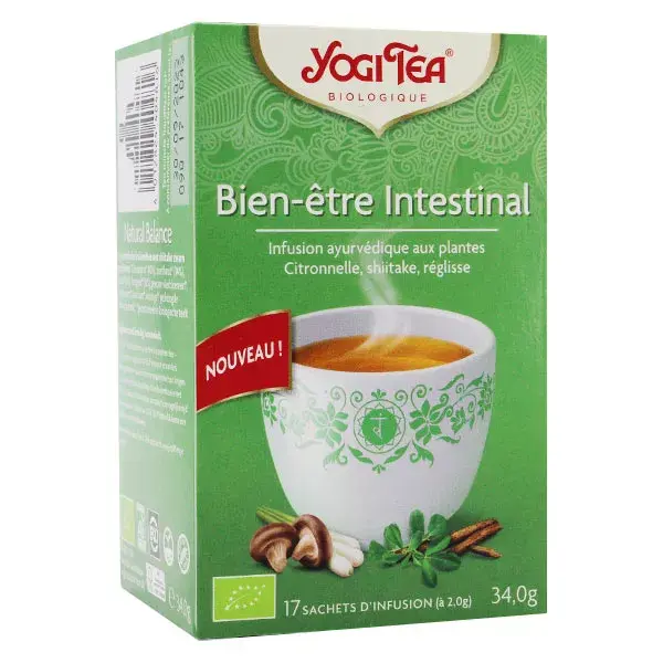 Chá Yogi para Bem-Estar Intestinal - Infusão Ayurvédica Orgânica - 17 sachês