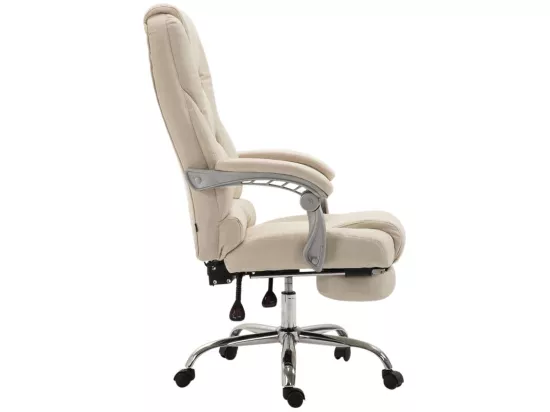 Chaise de bureau - Tissu & Métal chromé - Crème - Pacific