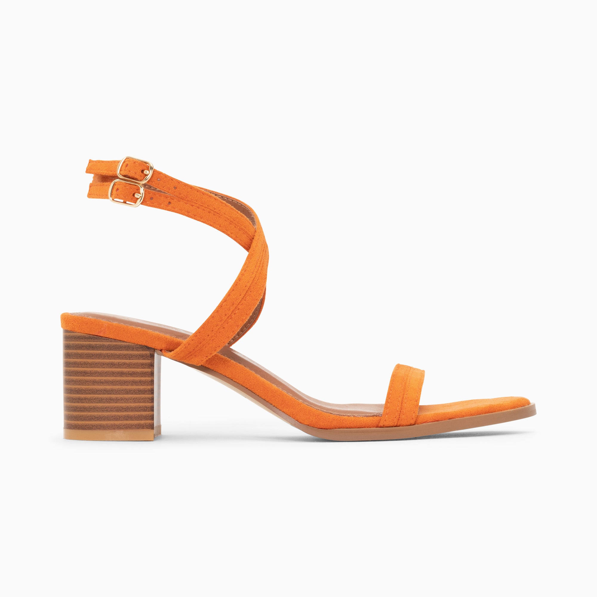 Sandales à talon, Compensées-Sandales à talon Bella orange à doubles brides