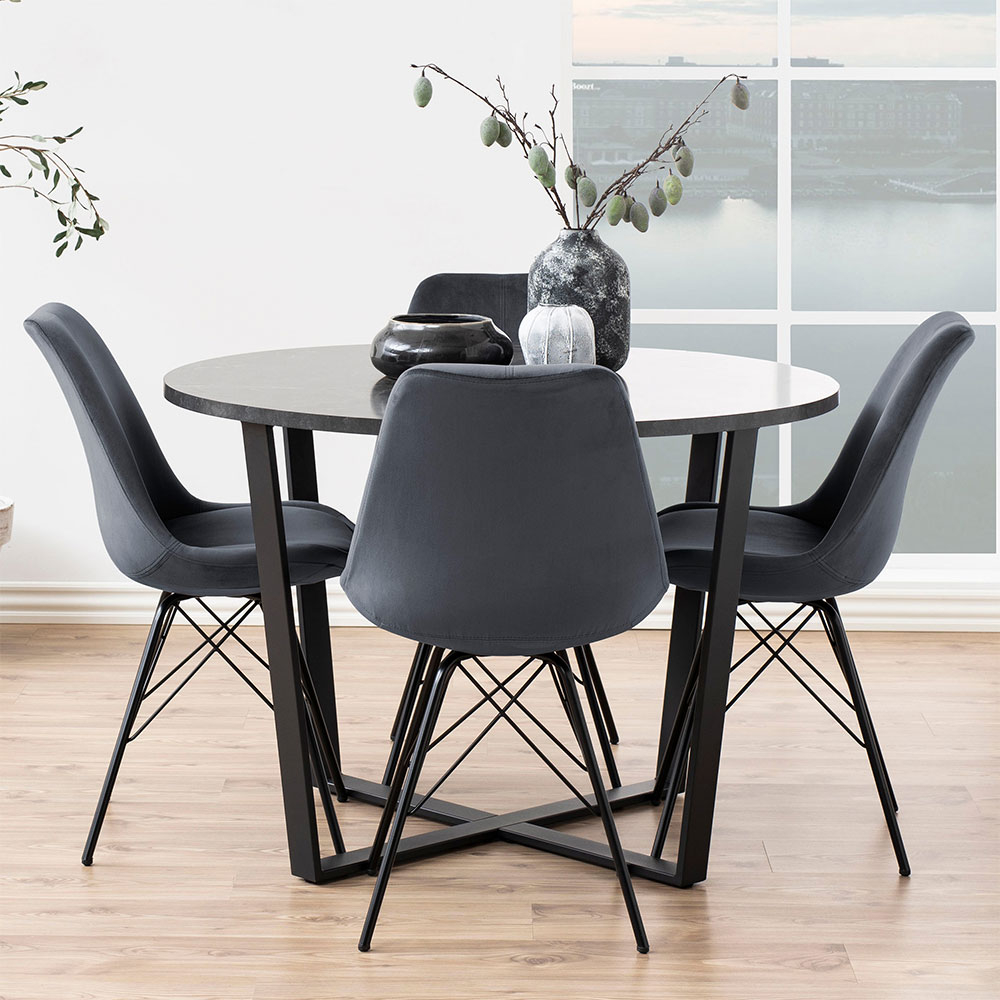 Eettafel Brynn marmerlook Zwart
