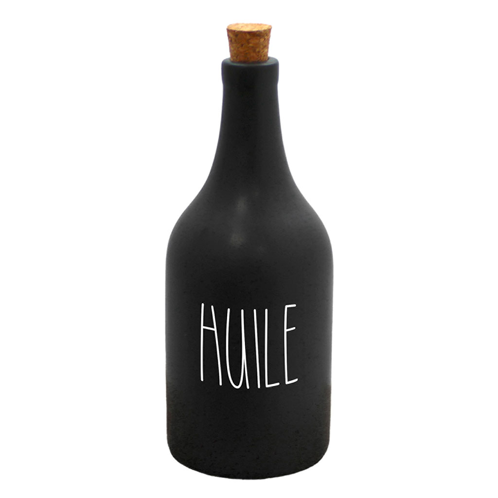 Huilier céramique et bouchon liège noir D 7.5x19cm