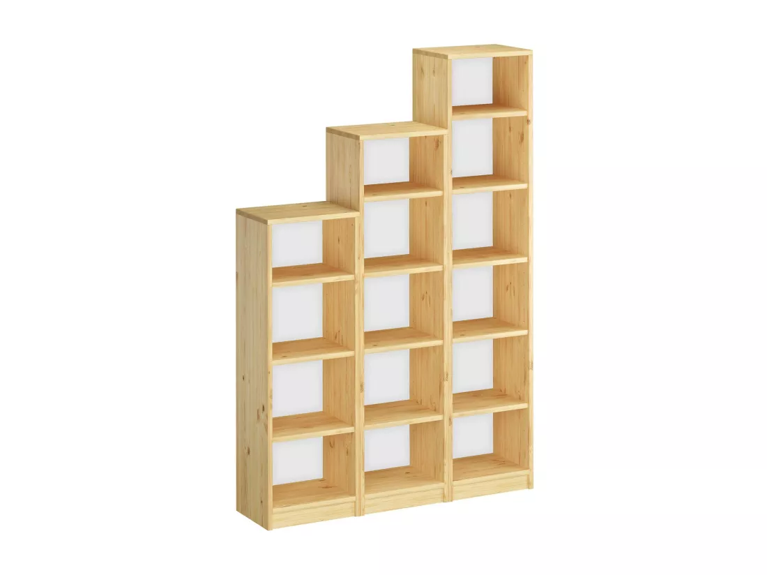 Bibliothèque en bois 150 x 40 cm Eko built medium, étagères réglables, couleur pin
