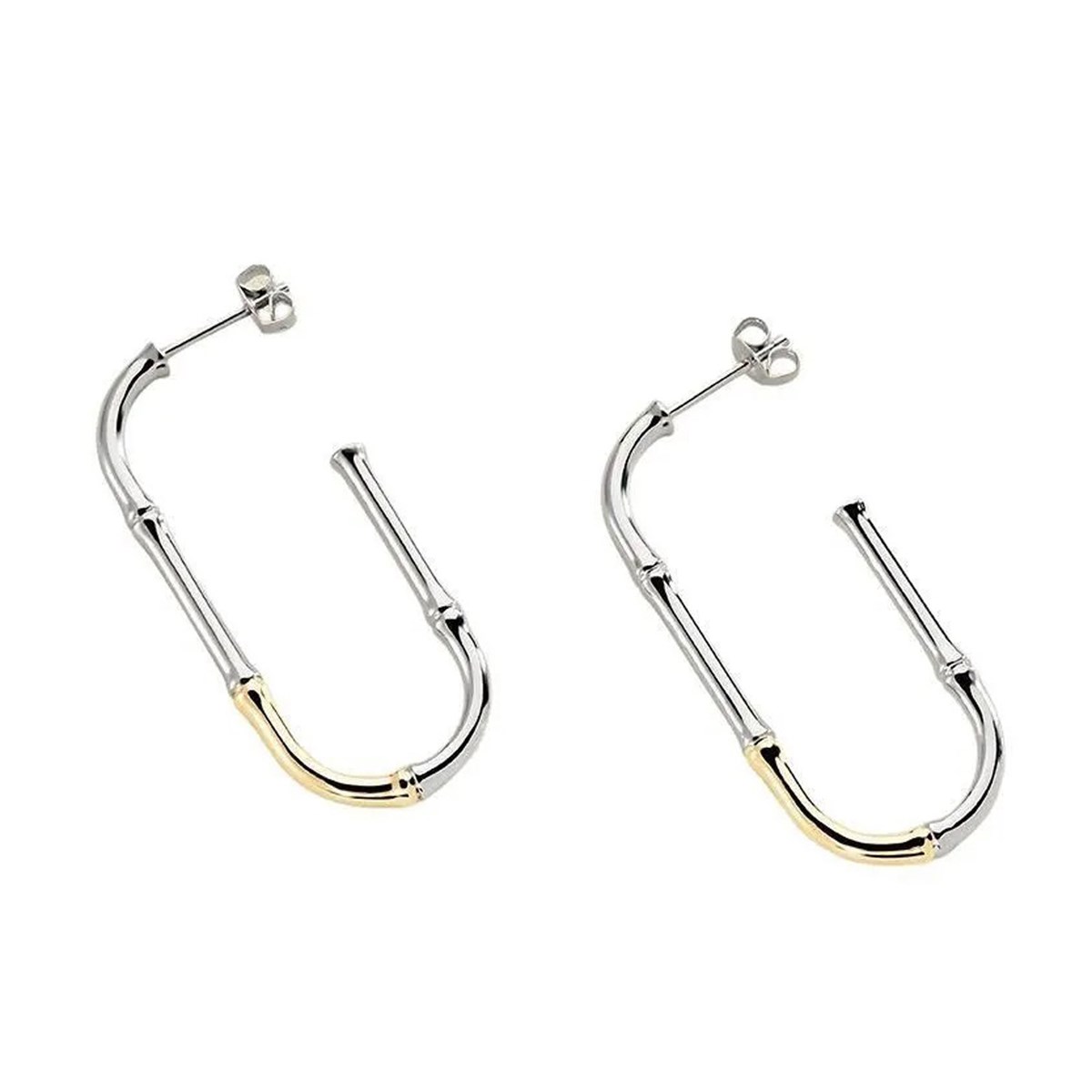 Boucles d'oreilles créoles Agatha Bamboo argentées