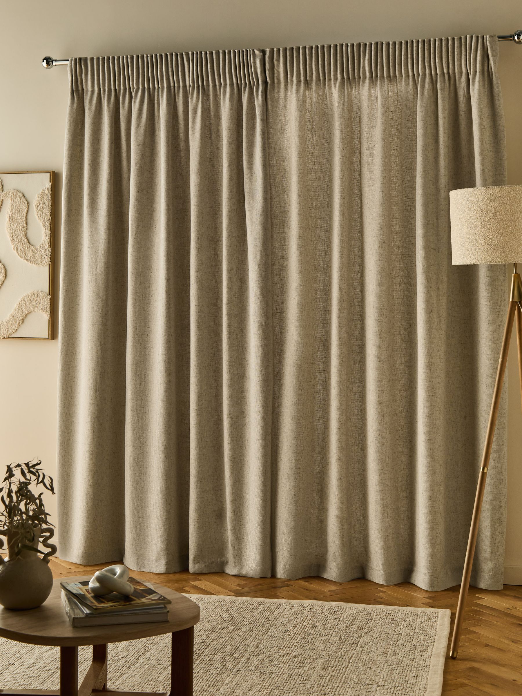 Soft Weave Linen Blend Pencil Pleat Lined Curtains