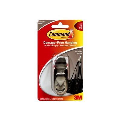 Command Forever Classic Medium - Crochet autocollant - nickel brossé