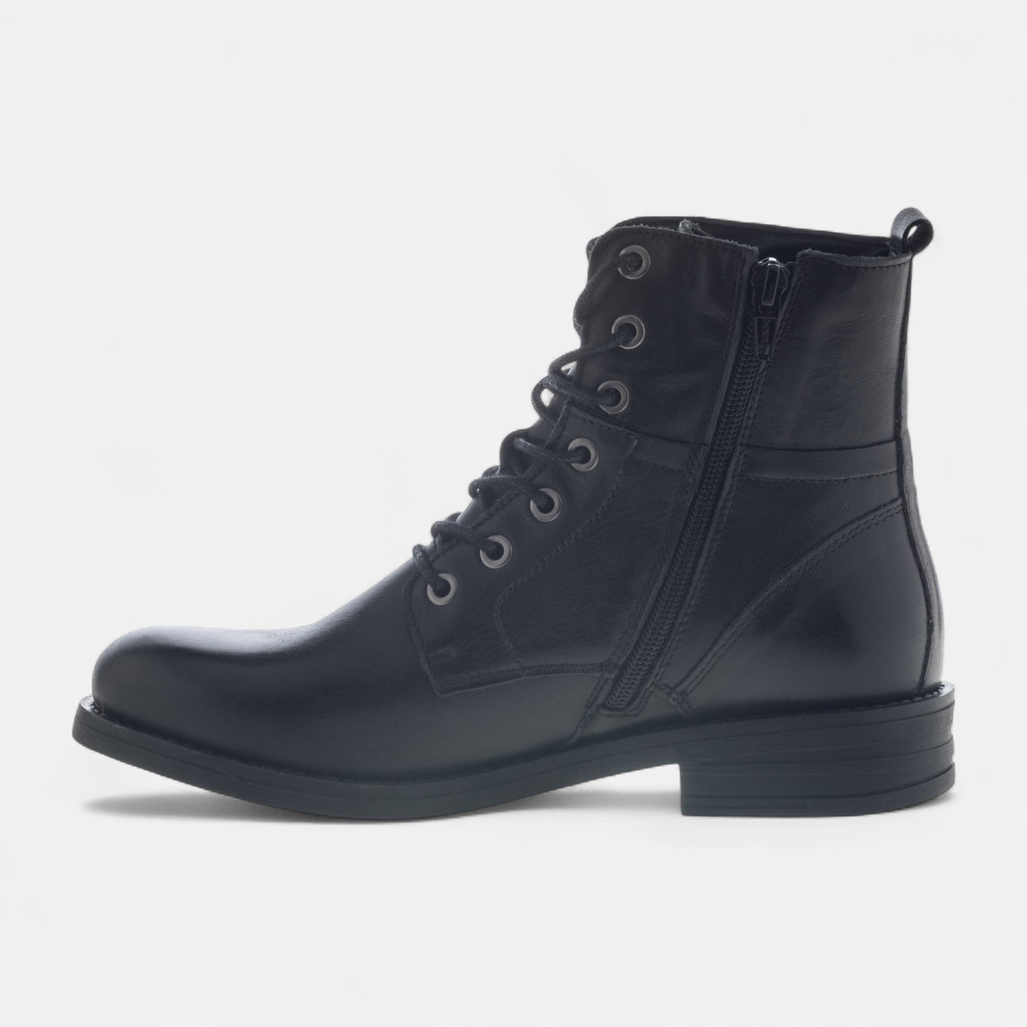 Bottines à lacets Femme en cuir noir