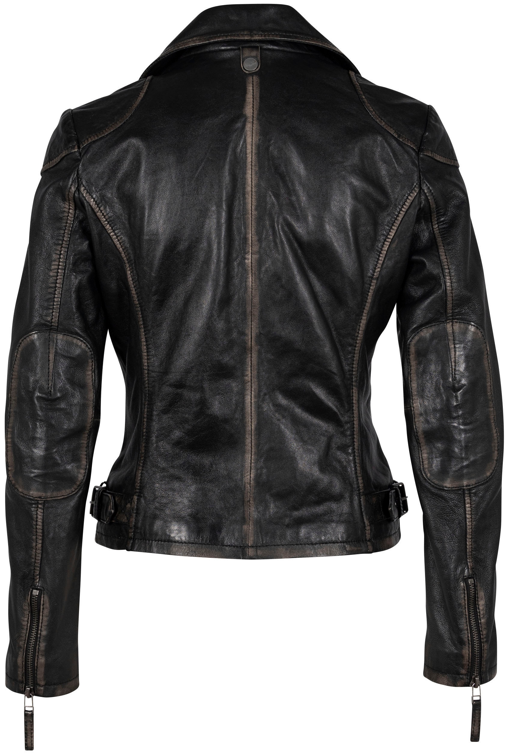 Mauritius Lederjacke »MWPeggie« im Vintage-Look, asymetrischer Reissverschluss, Reverskragen