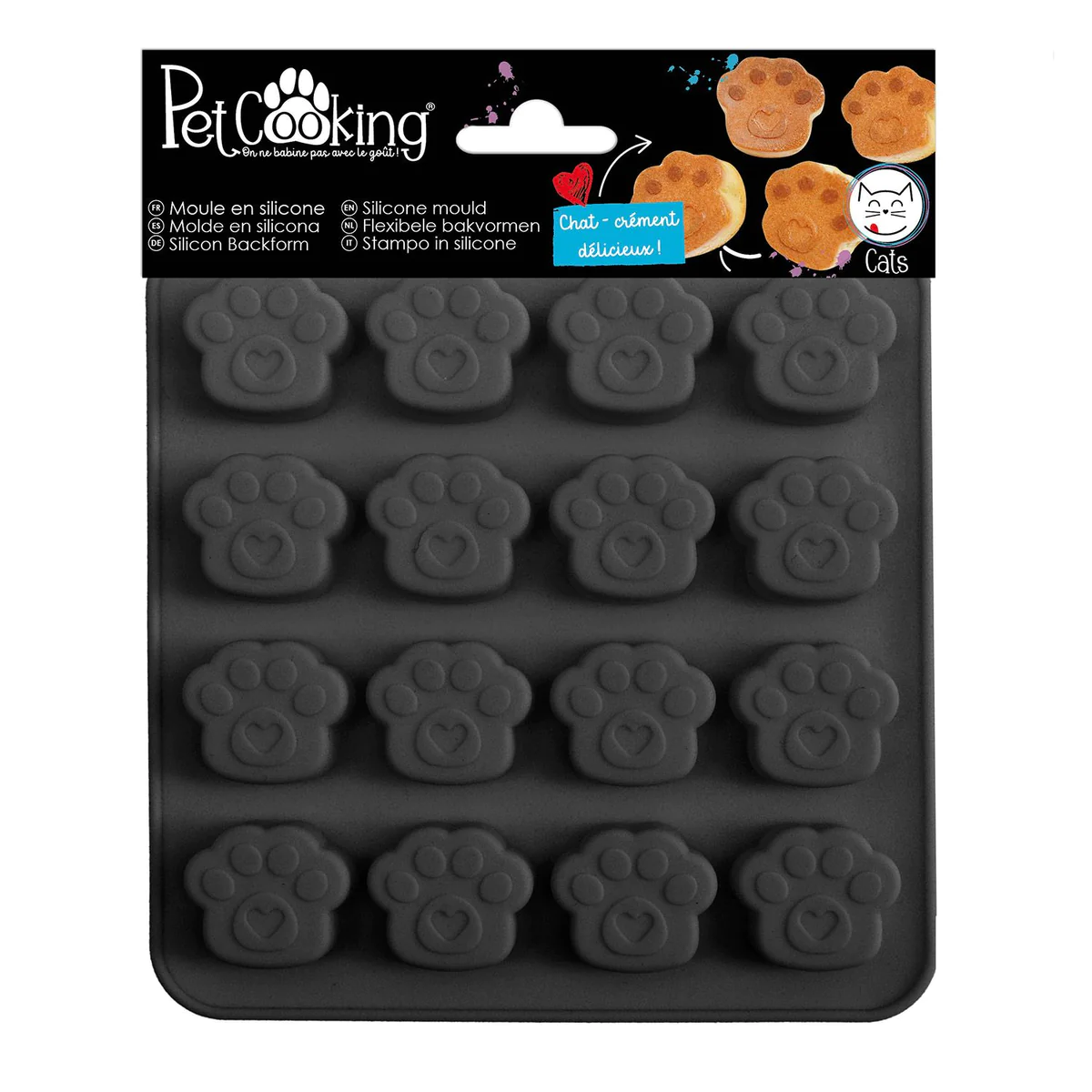 Moule silicone 16 pattes de chat - friandises pour chat Scrapcooking