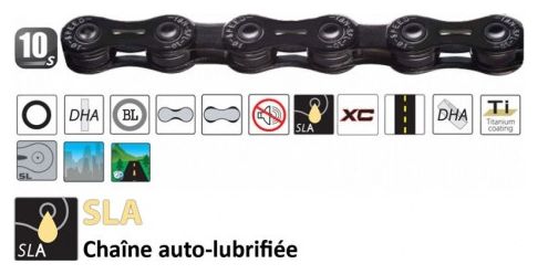 Chaine 10 vitesses YABAN SLA H10 Ti Black AUTOLUBRIFIEE