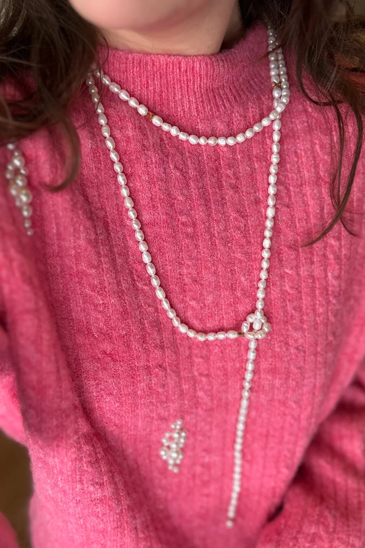 Mellow Moon Long Pearl Necklace Butterflies