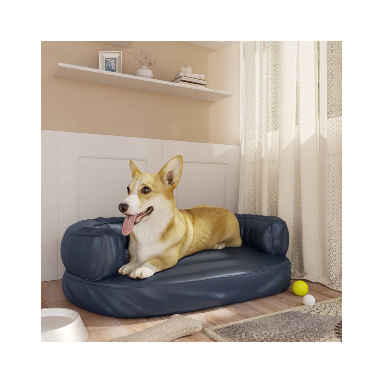 VidaXL Hundebett Ergonomisch Kunstleder blau S
