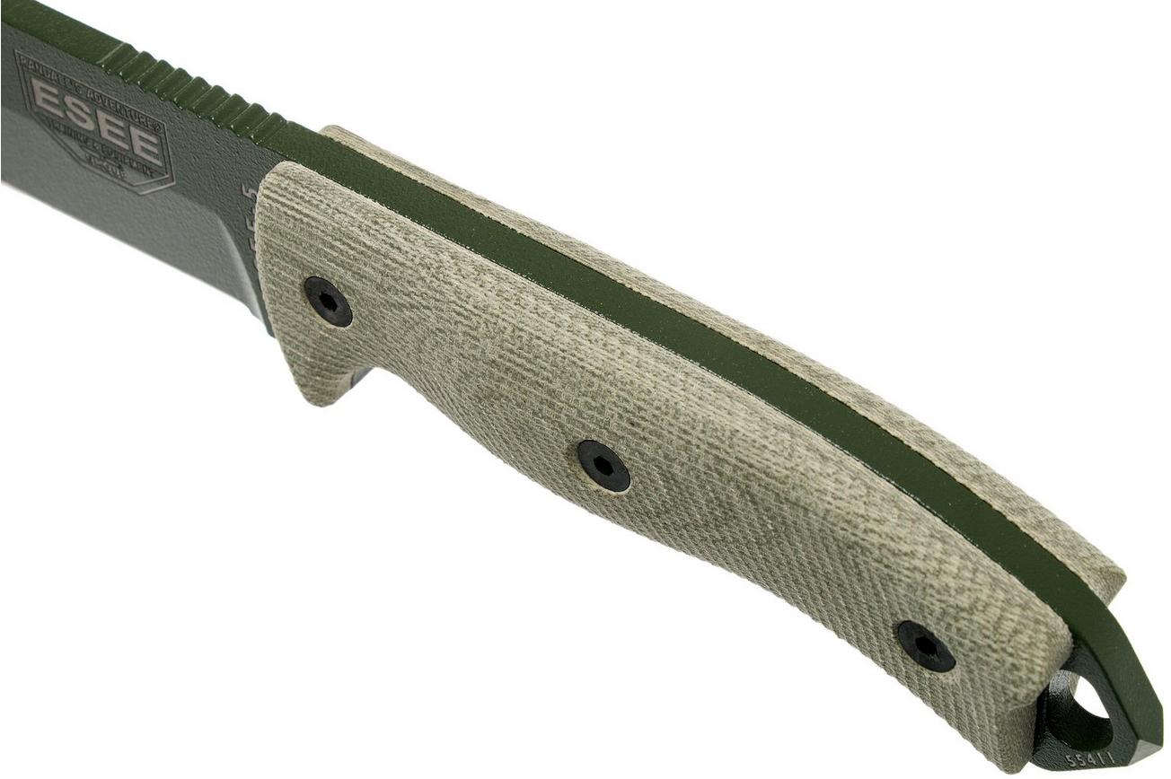 ESEE Model 5 OD Green Blade 3D Green Canvas Micarta survivalmes 5POD-017 kydex schede   clip plate