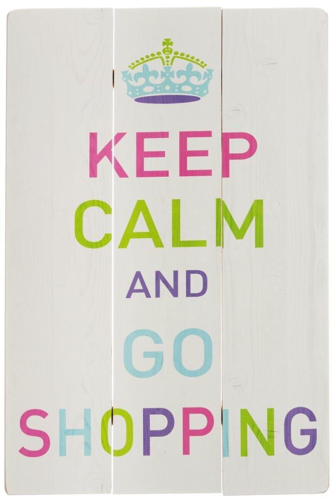 Holzschild - Go Shopping - 40x60 cm